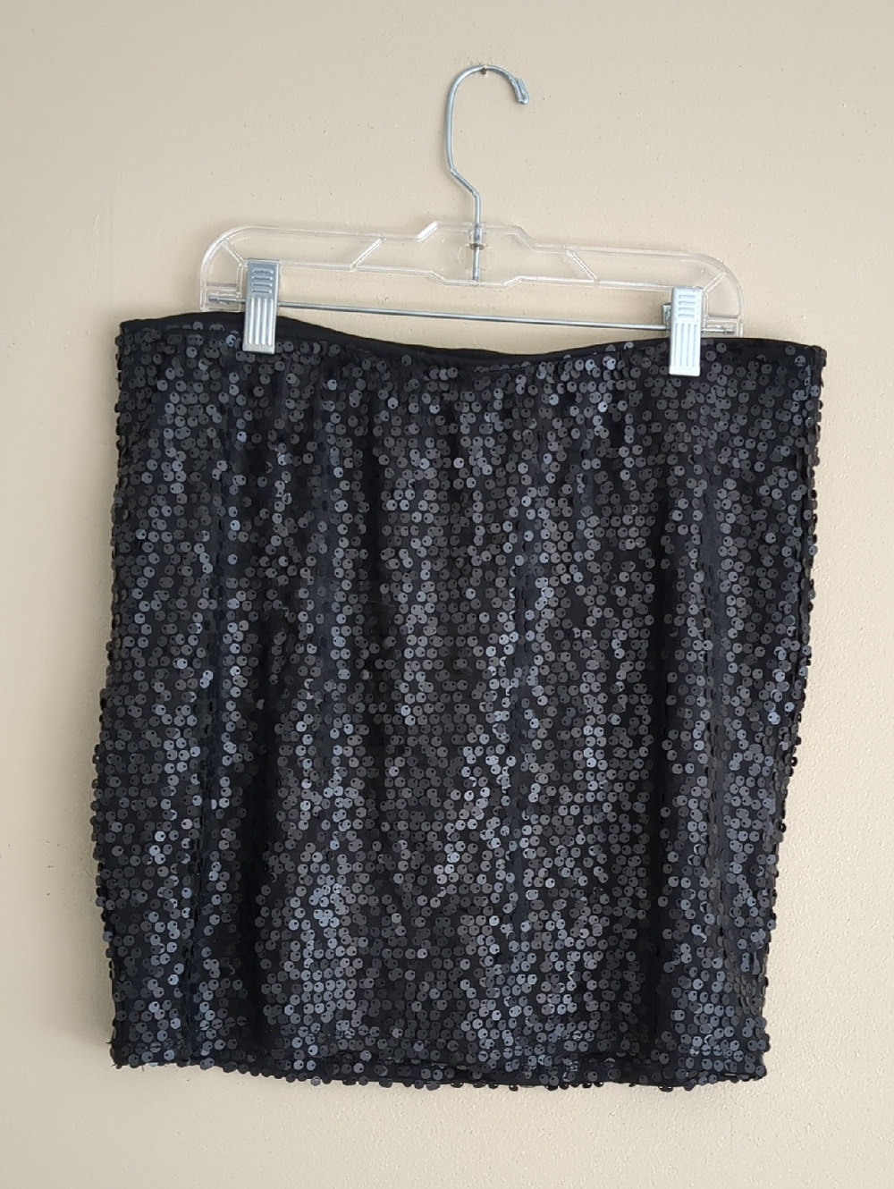 XL Lily Rose Black Pull-on Stretchy Sequin Skirt